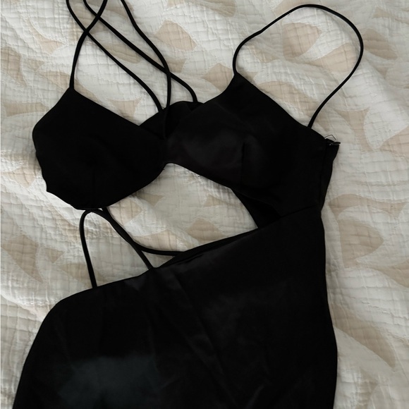 Zara Satin Effect Cutout Midi Dress black Blogger fave strappy - Picture 4 of 9